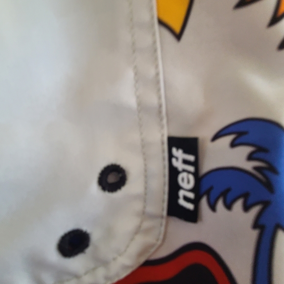 Neff White Swim Shorts with Orange, Yellow & Blue Tropical Print - Picture 6 of 9